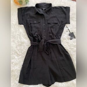 Women belted utility romper